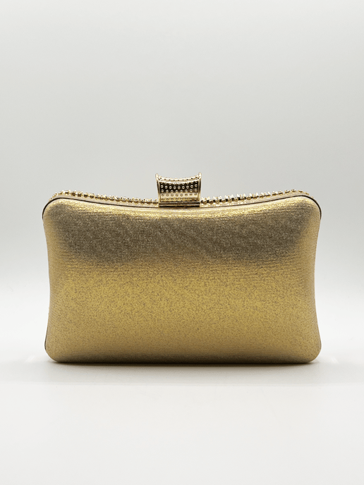 Gold Diamonte clutch with round handle