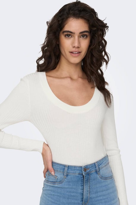JDY top de canalé JDYPLUM blanco roto - Image 3