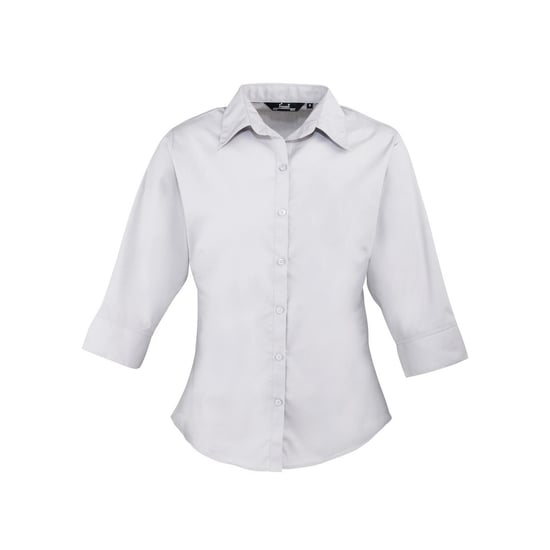 Premier Womens/Ladies Poplin 3/4 Sleeve Shirt (Silver) - Image 1