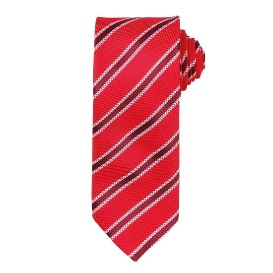 Premier Mens Stripe Waffle Tie (Red/Burgundy) - Image 1