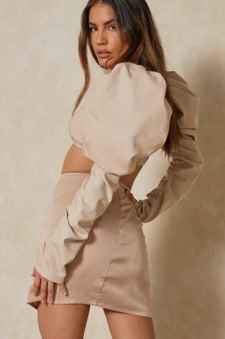 Satin Drape Detail Mini Skirt