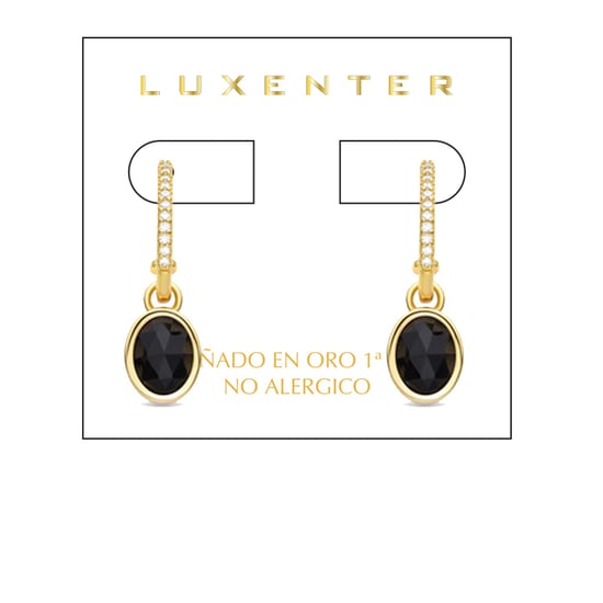 Pendientes Luxenter de Cristal Negro acabados en oro amarillo de 18K - Nyahau - Image 3