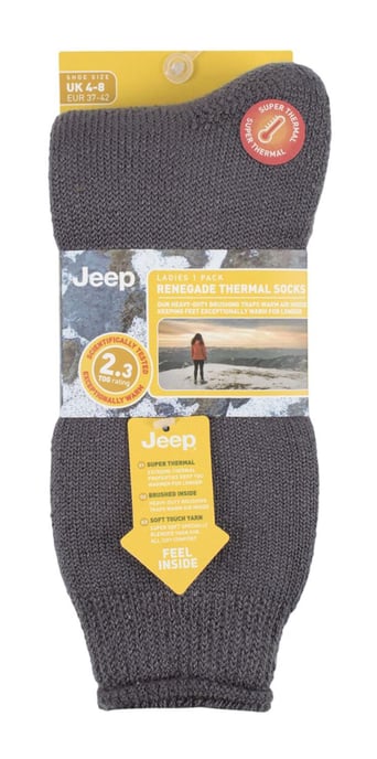 Calcetín Térmico para Mujer | Jeep | Calcetines Transpirables de Lujo Acolchados para Botas de Invierno - Gris - Image 2