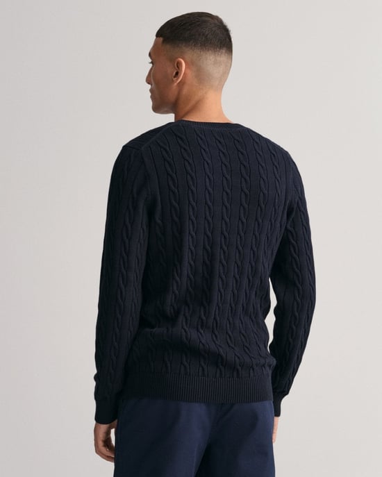 GANT Mens Cotton Cable Knit Crew Neck Jumper - Image 2