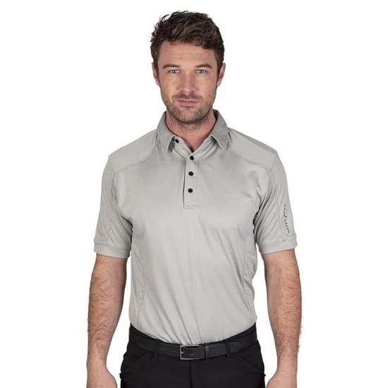 Island Green Mens Topstitched Golf Polo Shirt (Battleship Grey) - Image 3