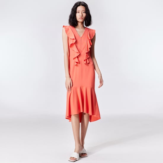 Jersey dress with wide ruffles