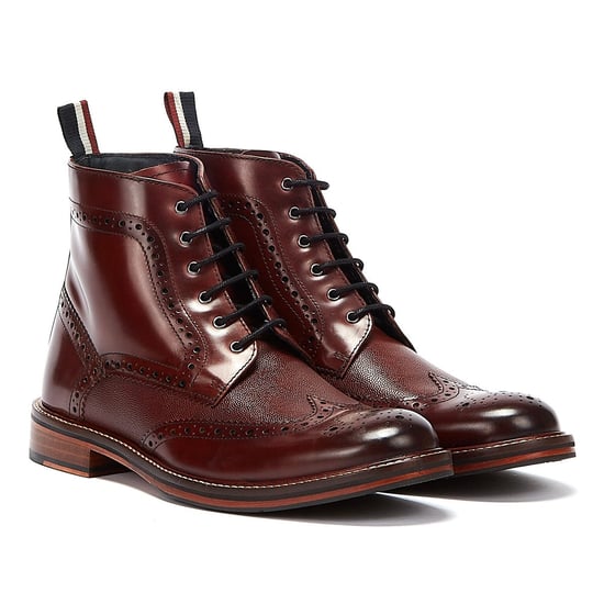 Ben Sherman Alfred Brogue Mens Burgundy Boots - Image 1