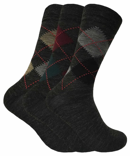 Sock Snob - Pack de 3 calcetines de lana de oveja estampados para hombre - Image 1