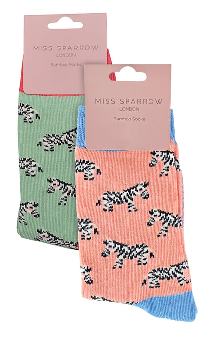 Miss Sparrow - Pack de 2 Calcetines de Bambú para Niña con Estampado de Animales - Cebras - Image 2