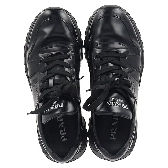 Prada Prax 01 Lace-Up Low-Top Sneakers in Black Calfskin Leather - Image 2