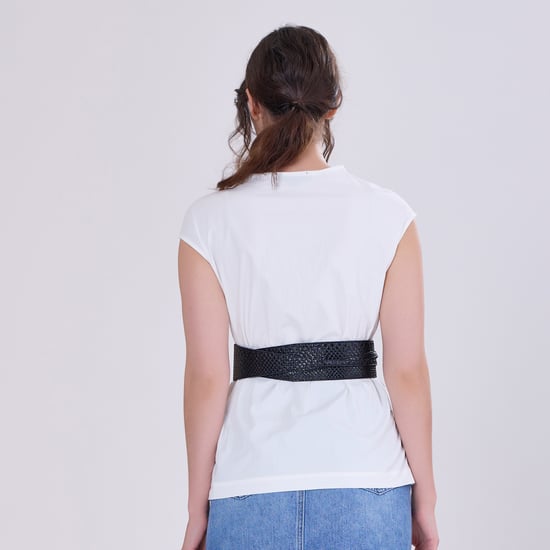 Double breasted pleated asymmetric top - Image 5