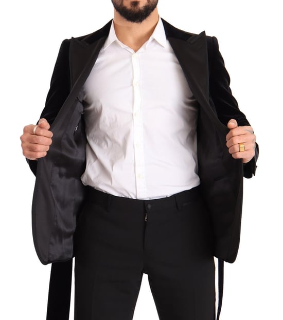 Blazer de una botonadura en terciopelo negro para hombre de Dolce & Gabbana - Image 6