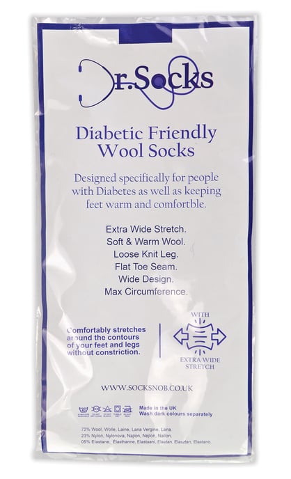 3 Pares Multipack Calcetines Diabéticos de Lana para Hombre para Piernas Hinchadas | Dr.Socks | Calcetines de Lana Merino sin costuras en Negro - Negro - Image 2