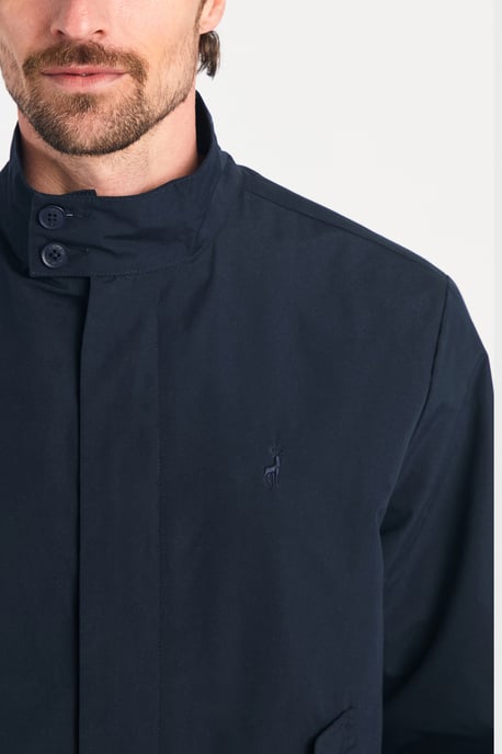 Navy Harrington Style Funnel Neck Jacket