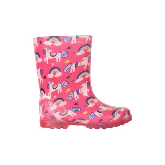 Mountain Warehouse Childrens/Kids Splash Unicorn And Rainbow Light Up Wellington Boots (Bright Pink)