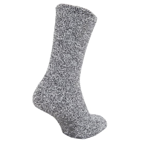 FLOSO Mens Warm Slipper Socks With Rubber Non Slip Grip (Grey) - Image 2