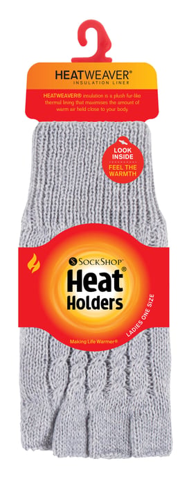 CALEFACTORES - Guantes térmicos de invierno sin dedos de punto por cable para mujer - Image 2