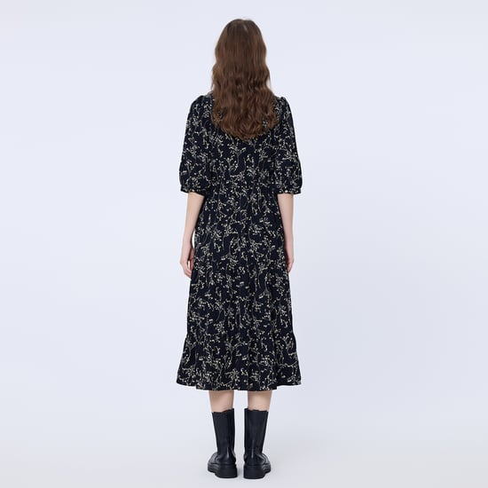 Cross-heart liberty print dress with frilled neckline - Image 6