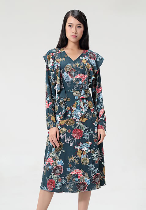 Fit-and-flare flower-print midi-dress - Image 2