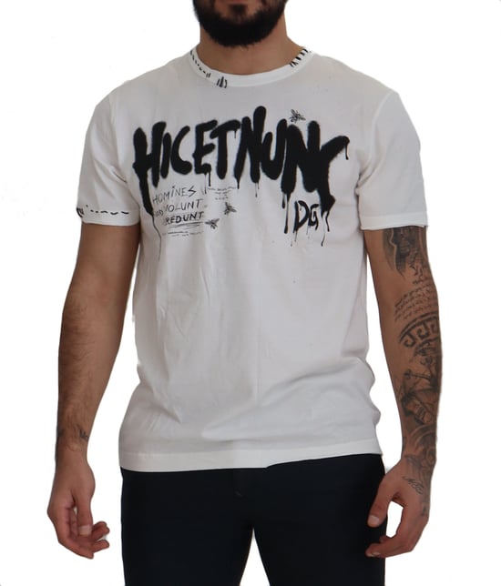 Camiseta de cuello redondo para hombre Dolce & Gabbana White Amor de algodón - Image 1