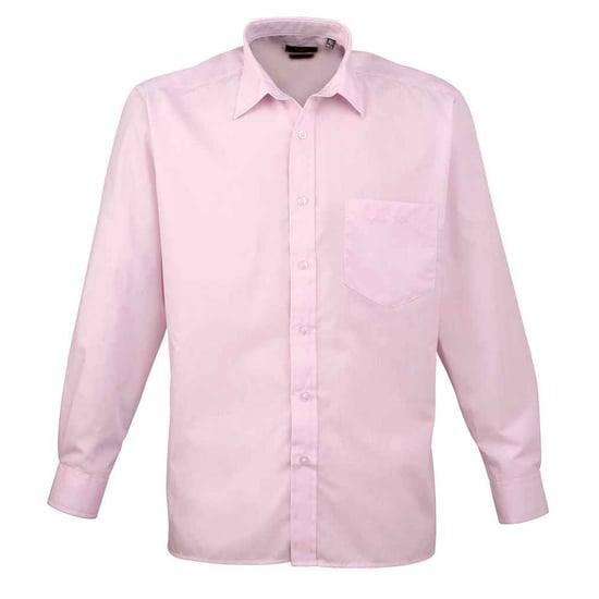 Premier Mens Poplin Long-Sleeved Shirt (Pink) - Image 1
