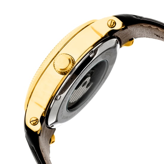 Heritor Automatic Aries Skeleton Leather-Band Watch