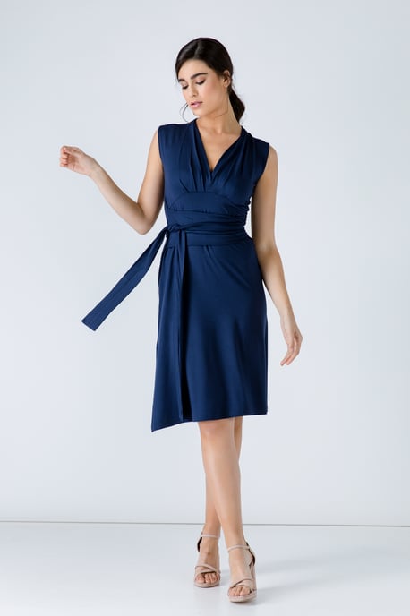 Sleeveless Empire Line Dress in Navy