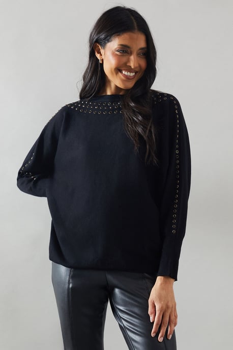 Stud Detail Boat Neck Jumper