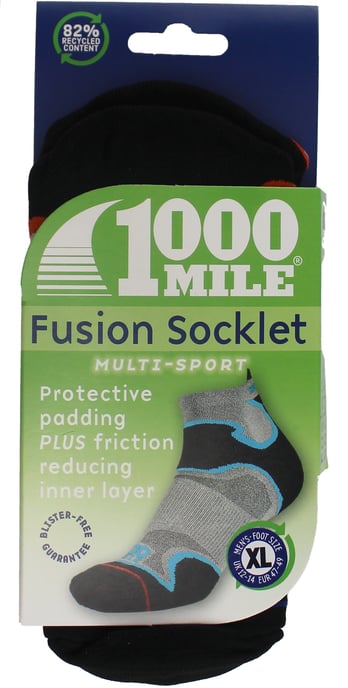 1000 Mile - Calcetines acolchados antiampollas Fusion Ankle Repreve para hombre - Plata / Naranja - Image 2