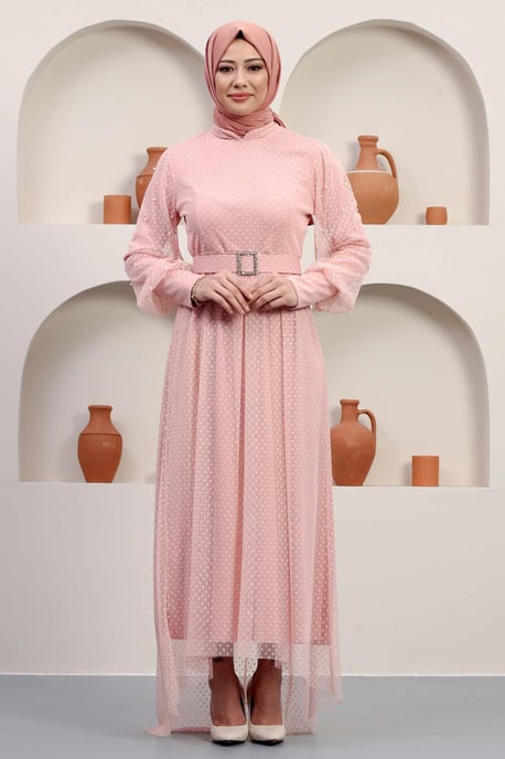 ElbiseKemeri Tulle Evening Dress with Stone Embellishments