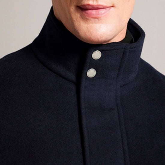 Abrigo de mezcla de lana con cuello tipo embudo Ted Baker Ederson para hombre en azul marino - Image 4