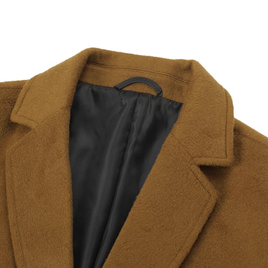 Men's Knee-Length Winter Wool Coat Slim Fit Turn-Down Collar Business Coats Khaki - Image 4