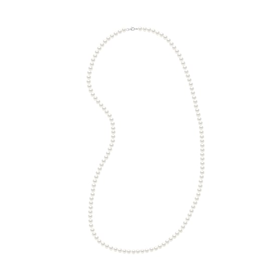 Necklace- Long Necklace Real Cultured Freshwater Pearls Semi Round 6-7 mm