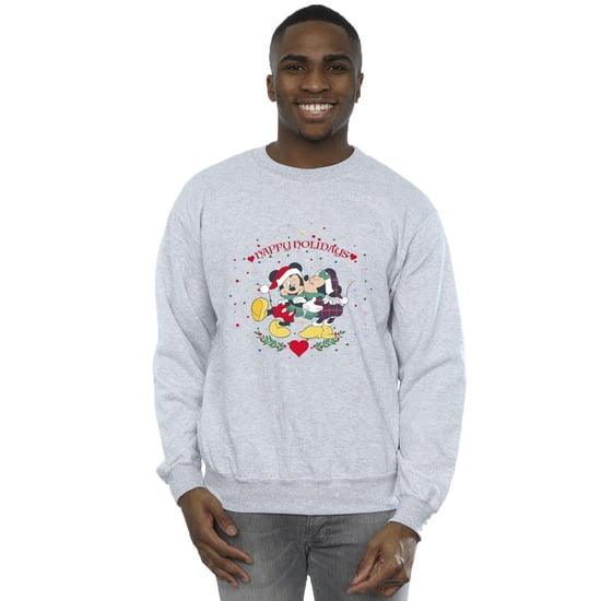 Disney Mens Mickey Mouse Mickey Minnie Christmas Sweatshirt (Sports Grey)