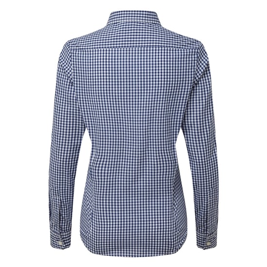 Premier Womens/Ladies Maxton Check Long Sleeve Shirt (Navy/White) - Image 2