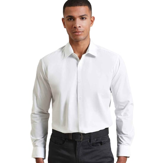 Premier Supreme Heavier Weight Poplin Long Sleeve Work Shirt (White) - Image 3