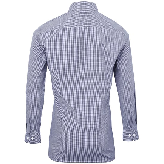 Premier Mens Microcheck Long Sleeve Shirt (Navy/White) - Image 2