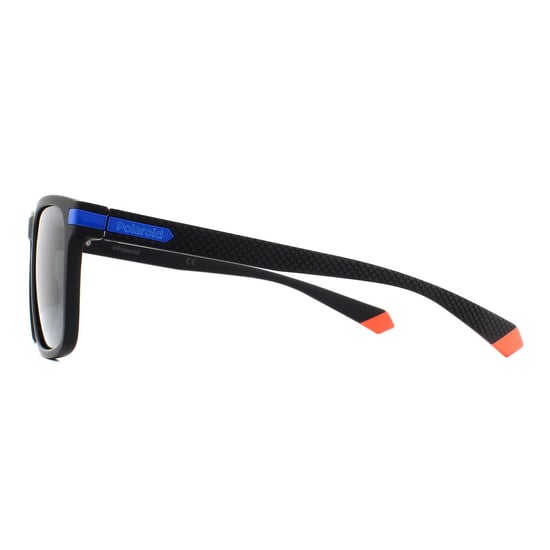 Polaroid Rectangle Mens Matte Black Blue Grey Polarized Sunglasses