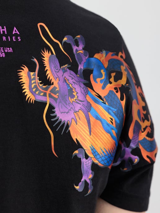 Alpha industries Men's Dragon EMB T-Shirt in Black