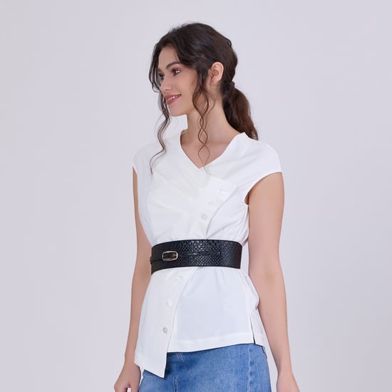 Double breasted pleated asymmetric top - Image 3