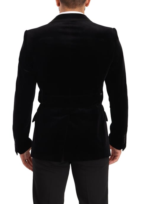 Blazer de una botonadura en terciopelo negro para hombre de Dolce & Gabbana - Image 3