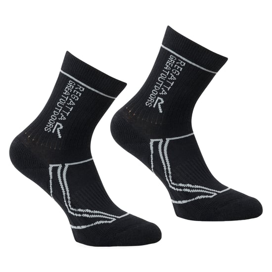 Regatta Great Outdoors Childrens/Kids 2 Season Coolmax Trek & Trail Socks (Black/Dark Steel) - Image 1