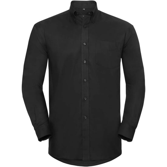 Russell Collection Mens Long Sleeve Easy Care Oxford Shirt (Black) - Image 2