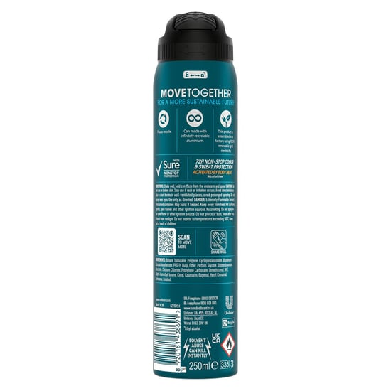 Sure Men Anti-perspirant 72H Nonstop Protection Thermo Fresh Deodorant, 3x250ml