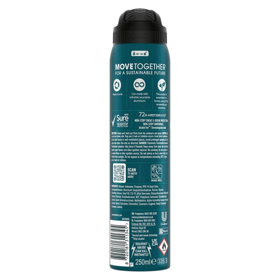 Sure Men Anti-Perspirant 72H Nonstop Protection Sensitive Deodorant 250ml, 6 Pack