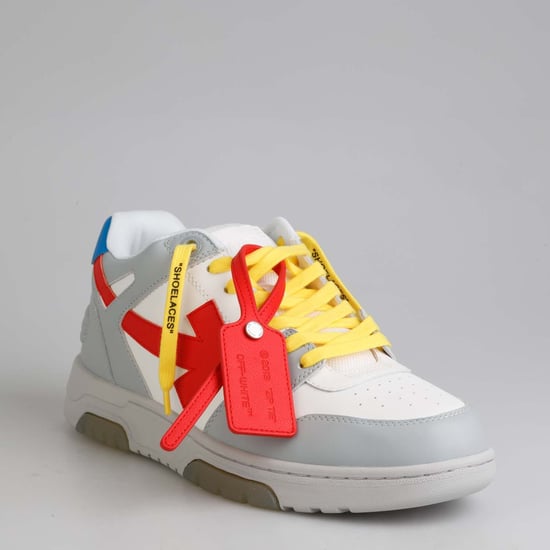 Men's Off White Out of Office Calf Leather Trainers in Grey red