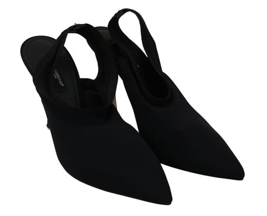 Zapatos de Tacón con Banda Trasera de Jersey Negro Stretch de Dolce & Gabbana - Image 5