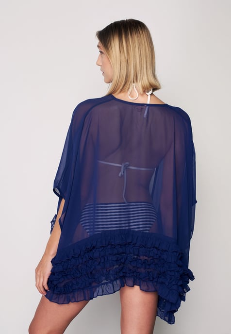 Frill Detailed Kimono - Blue - Image 5