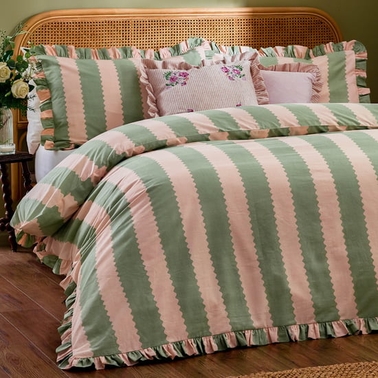 Wylder Birdie Stripe Ruffle Duvet Cover Set