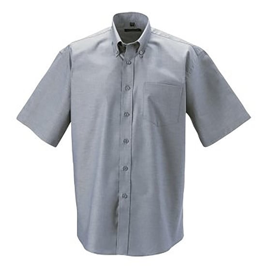 Russell Collection Mens Short Sleeve Easy Care Oxford Shirt (Silver Grey) - Image 3